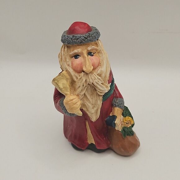 Lefever Christmas Enesco Santa Claus Small Vintage Carved Figurine - Picture 1 of 15